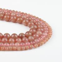 Gefärbte Quarz Perlen, Strawberry Quartz, rund, Rosa, 63PCs/Strang, verkauft von Strang