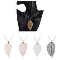 Zinc Alloy Sweater Chain Necklace, with Real Leaf, Leaf, fashion jewelry 