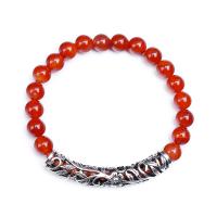 Gemstone Bracelets, Zinc Alloy, with Glass Stone & Red Agate, Unisex 