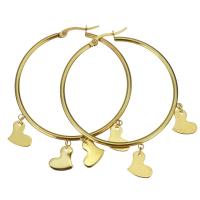 Stainless Steel Hoop Earring, Heart, plated, fashion jewelry & for woman  