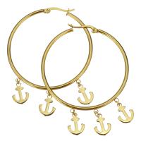 Stainless Steel Hoop Earring, Anchor, plated, fashion jewelry & for woman  