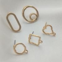 Zinc Alloy Ear Stud Component, stainless steel post pin, gold color plated, Baroque style & DIY & hollow & matte, golden 