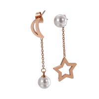 Asymmetric Earrings, Stainless Steel, Moon and Star, plated & for woman 0c 