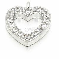 Cubic Zirconia Micro Pave Brass Pendant, Heart, plated, DIY & micro pave cubic zirconia & hollow, metallic color plated 