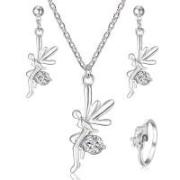 Rhinestone Zinc Alloy Jewelry Set, earring drop pendant & necklace, fashion jewelry & with rhinestone, silver color 