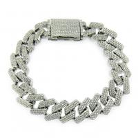 Men Bracelet, Brass, fashion jewelry & for man & with cubic zirconia Approx 8.66 Inch 