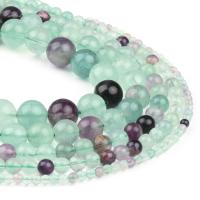 Fluorit Perlen, rund, poliert, hellgrün, 98PCs/Strang, verkauft von Strang