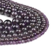 Natürliche Amethyst Perlen, rund, poliert, dunkelviolett, 98PC/Strang, verkauft von Strang
