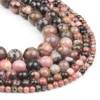 Synthetische Türkis Perlen, Schwarz Vein Türkis, rund, poliert, braun, 98PCs/Strang, verkauft von Strang