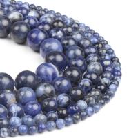 Gefärbte Jade Perlen, rund, poliert, blau, 4x4x4mm, 98PC/Strang, verkauft von Strang