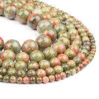 Unakite Beads, Round, polished, green 