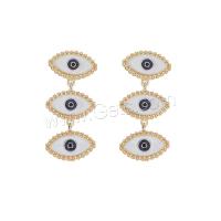 Zinc Alloy Drop Earring, Evil Eye, gold color plated, for woman & enamel, white 
