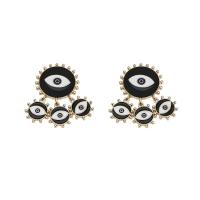 Zinc Alloy Drop Earring, Evil Eye, gold color plated, for woman & enamel, black 