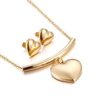 Fashion Stainless Steel Jewelry Sets, Stud Earring & necklace, Heart, plated, for woman 12mm 