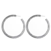 Zinc Alloy Rhinestone Hoop Earring, plated, fashion jewelry & for woman & with rhinestone nickel, lead & cadmium free 