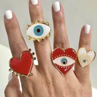 Anillo de dedo de joyería de mal de ojo, aleación de zinc, anillo de dedo, con esmalte, para mujer, Vendido por Set