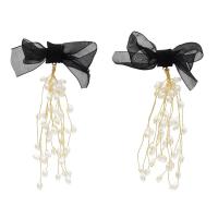 Fashion Fringe Earrings, Zinc Alloy, with Plastic Pearl, fashion jewelry & for woman 