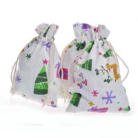 Hanf-Schmuck-Beutel, Baumwollgewebe, Weihnachts-Design & verschiedene Größen vorhanden, gemischte Farben, 100PCs/Tasche, verkauft von Tasche