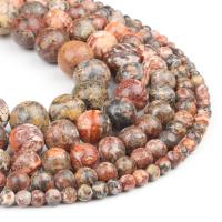 Leopard Skin Stone Bead, Round, polished, brown 