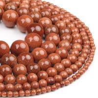 Goldstein Perlen, Goldsand, rund, poliert, rot, 98PCs/Strang, verkauft von Strang