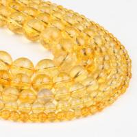 Citrin Naturperlen, Gelbquarz Perlen, rund, poliert, gelb, 98PCs/Strang, verkauft von Strang