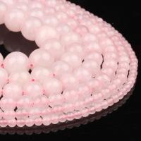 Natürliche Rosenquarz Perlen, rund, poliert, Rosa, 98PCs/Strang, verkauft von Strang