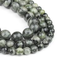 Single Gemstone Beads, Network Stone, Round, polished, green 