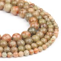 Unakite Beads, Round, polished, brown 