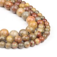 Regenbogen Jaspis Perle, rund, poliert, braun, 63PCs/Strang, verkauft von Strang
