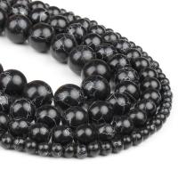 Synthetische Türkis Perlen, Schwarz Vein Türkis, rund, poliert, schwarz, 4x4x4mm, 98PC/Strang, verkauft von Strang