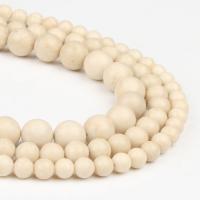 Gefärbter Marmor Perlen, rund, poliert, weiß, 6x6x6mm, 63PC/Strang, verkauft von Strang