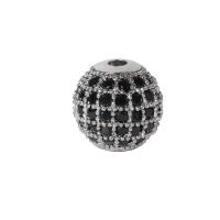 Cubic Zirconia Micro Pave Brass Beads, Round, plated, DIY & micro pave cubic zirconia 10mm Approx 2mm 