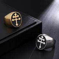 Stainless Steel Finger Ring, gold color plated, polished & enamel 