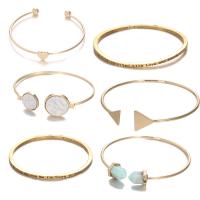 Zinc Alloy Multi Bangle Sets, with Synthetic Turquoise, gold color plated, 6 pieces & for woman 