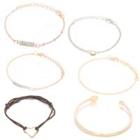 Fashion Zinc Alloy Bracelets, with Faux Leather, plated, 6 pieces & for woman 