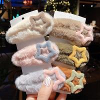 Hair Snap Clips, Plush, Star, for woman 100mm 