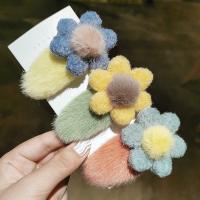 Hair Snap Clips, Plush, Flower, for woman 80mm 