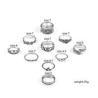 Zinc Set anillo de aleación, aleación de zinc, Joyería, plateado, 10PCs/Set, Vendido por Set