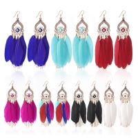 Fashion Fringe Earrings, Zinc Alloy, with Feather, fashion jewelry & for woman 