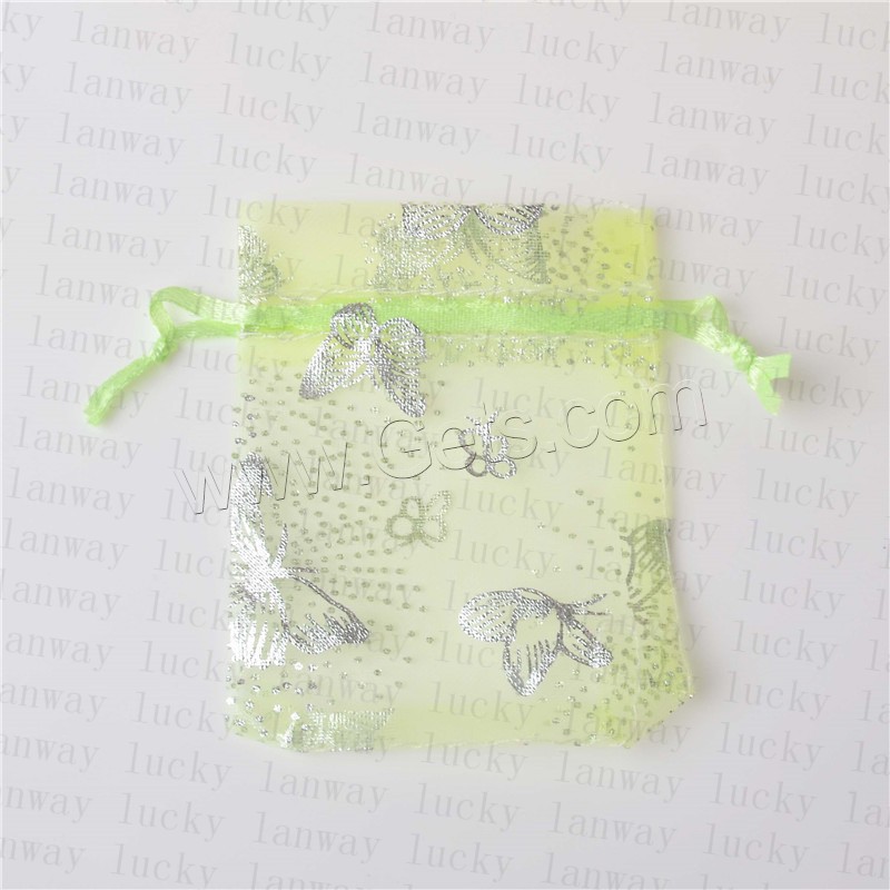 Organza Jewelry Pouches Bags, butterfly design & different size for choice & gold accent, more colors for choice, 100PCs/Bag, Sold By Bag