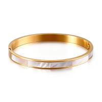 Stainless Steel Bangle, with Shell, plated, for woman 62mm,6mm 