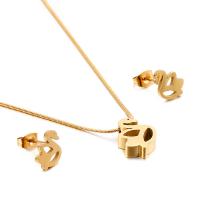Fashion Stainless Steel Jewelry Sets, Stud Earring & necklace, Swan, 18K gold plated, for woman 