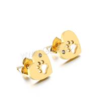 Stainless Steel Stud Earring, Heart, plated, for woman 
