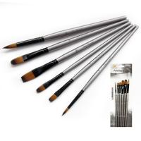 Birch Water Color Brush, with Nylon & Aluminum, 6 pieces, silver-grey 