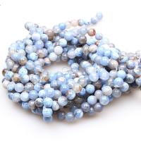 Natürliche Feuerachat Perlen, rund, poliert, verschiedene Größen vorhanden, blau, verkauft von Strang