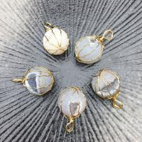 Laugh Rift Agate Pendant, Round, plated, random style & natural & frosted, mixed colors 