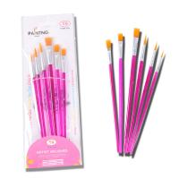 Plastic Water Color Brush, with Nylon & Aluminum, 6 pieces, pink 
