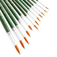 Wood Water Color Brush, with Nylon, DIY green, 210mm 