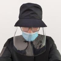 Gouttelettes - Chapeau de bouclier facial poussif, coton, protection solaire & coupe-vent, noire Vendu par PC