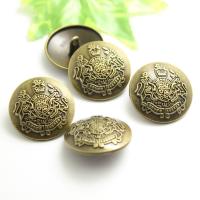 Zinc Alloy Shank Button, Round, Carved antique bronze color 
